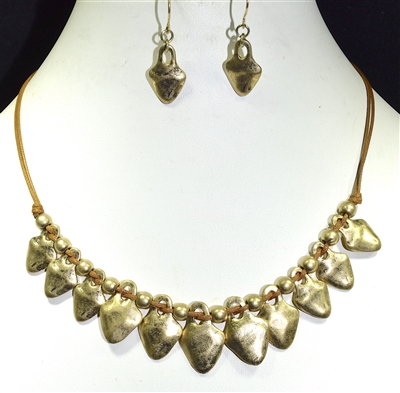 GNE3233 HAMMERED CORD NECKLACE SET