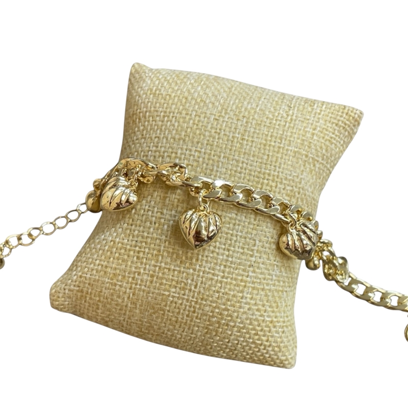 GPB01 HEART CHAIN 14K GOLD PLATED BRACELET