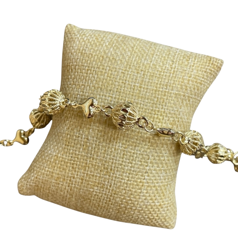 GPB04 14K GOLD PLATED BALL CHARMS BRACELET