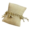 GPB05 14K GOLD PLATED HEART CHARM & ANGEL BRACELET