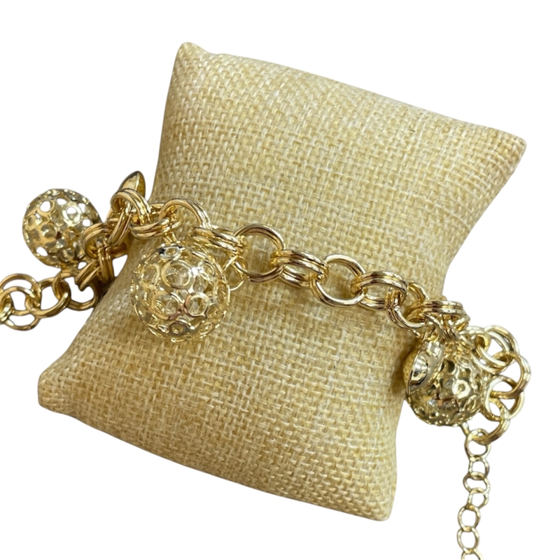 GPB06 14K GOLD PLATED BELL CHARMS BRACELET