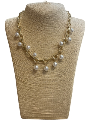 GPN01 14K GOLD PLATED PEARL NECKLACE