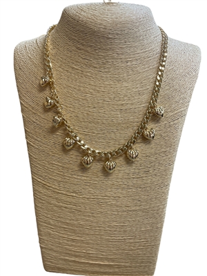 GPN02 14K GOLD PLATED HEART CHARMS CHAIN NECKLACE