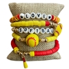 GSB2060 MULTI BEADED SOFTBALL CHARMS 5 PCS BRACELET SET
