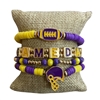 GSB2064 MULTI BEADED PURPLE & YELLOW GAME-DAY BRACELET SET