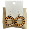 GSE4797 PATTERN TWO TONE CIRCLE DANGLE EARRINGS