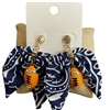 GSE5097 PATTERN BANDANA BOW TWO TONE FOOTBALL EARRINGS