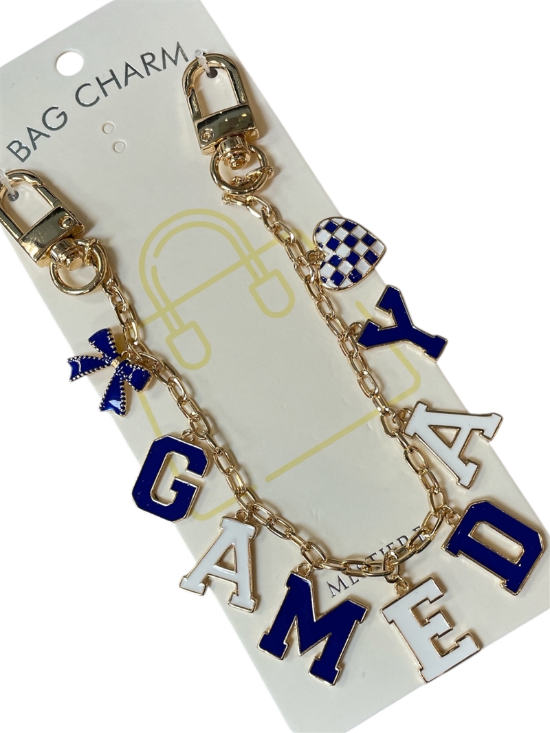 GSK0038B GAME DAY BLUE & WHITE BAG CHARM