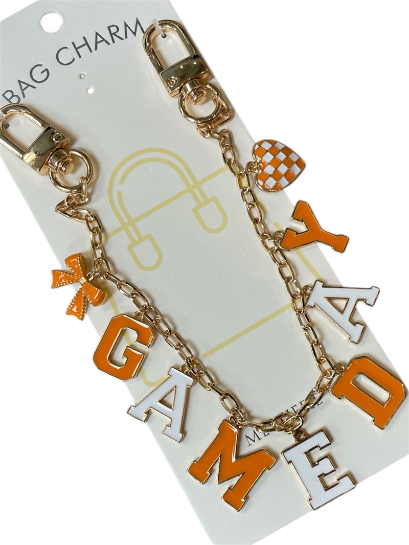GSK0038O GAME DAY ORANGE & WHITE BAG CHARM