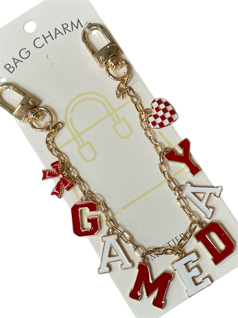 GSK0038R GAME DAY RED & WHITE BAG CHARM