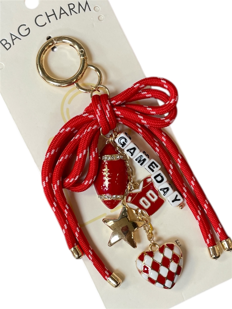 GSK0041R BOW GAME DAY RED & WHITE BAG CHARM