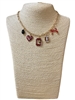 GSN1566 GOLD BLACK & RED "G" CHARM NECKLACE