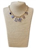 GSN1566B GOLD BLUE & WHITE "U.K" CHARM NECKLACE