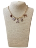GSN1566U GOLD BURGUNDY & WHITE "A" CHARM NECKLACE
