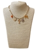 GSN1566W GOLD ORANGE & WHITE "T" CHARM NECKLACE