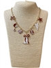 GSN1568U MULTI CHARM BURGUNDY & WHITE SPORTS NECKLACE