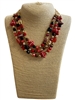 GSN1727 RED & BLACK MULTI BEADED FOOTBALL LAYERED NECKLACE