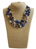 GSN1727 BLUE & WHITE MULTI BEADED FOOTBALL LAYERED NECKLACE