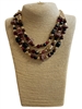 GSN1727 BURGUNDY & BLACK MULTI BEADED FOOTBALL LAYERED NECKLACE