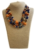 GSN1727 BLUE & ORANGE MULTI BEADED FOOTBALL LAYERED NECKLACE