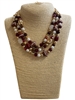 GSN1727 BURGUNDY & WHITE MULTI BEADED FOOTBALL LAYERED NECKLACE