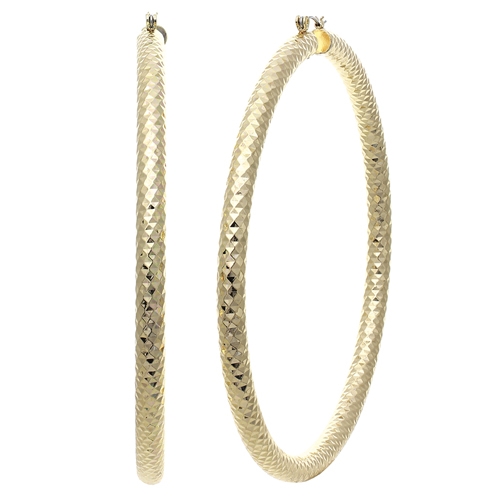 H0034-100 GOLD LARGE HAMMERED CUT HOOPS