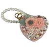H15PP PINK FLOWER HEART MIRROR KEYCHAIN
