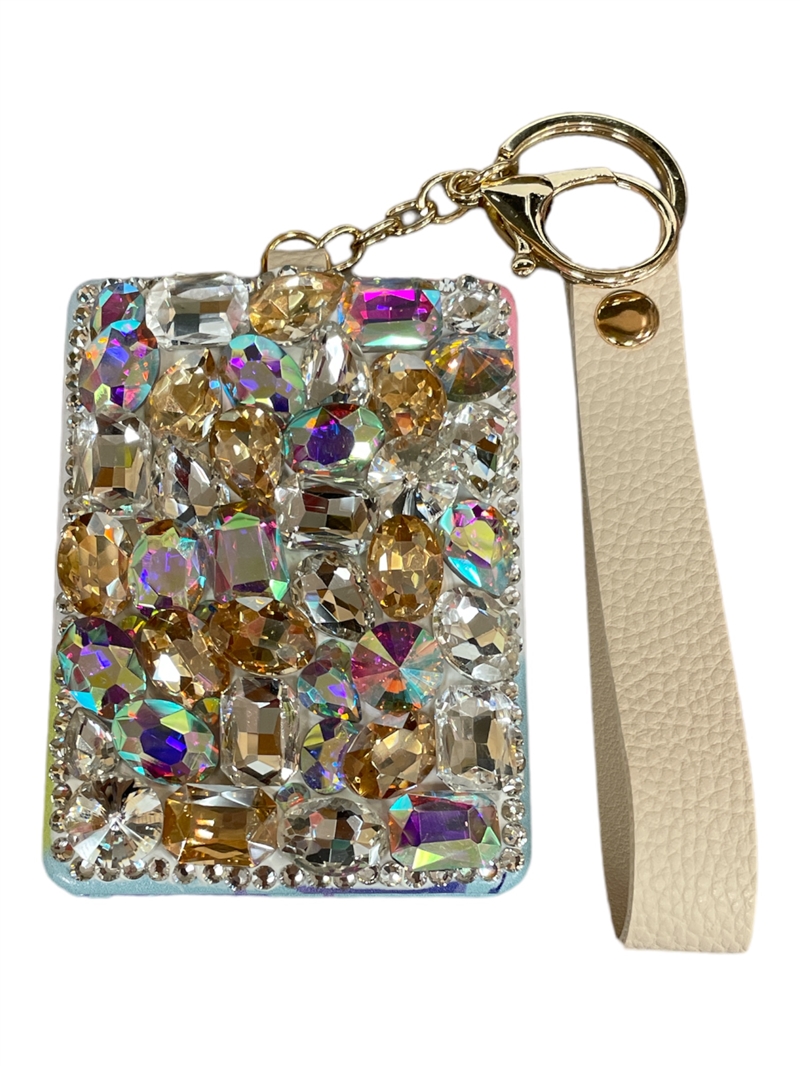 H18CP AB & CHAMPAGNE STONE MIRROR KEYCHAIN