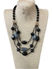 H440 BLACK/GOLD MULTI BEADED SHORT LAYER NECKLACE