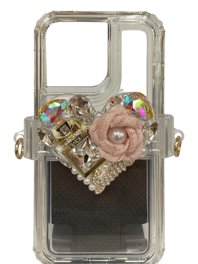 H80A  AB STONE HEART ADJUSTABLE  CELLPHONE HOLDER
