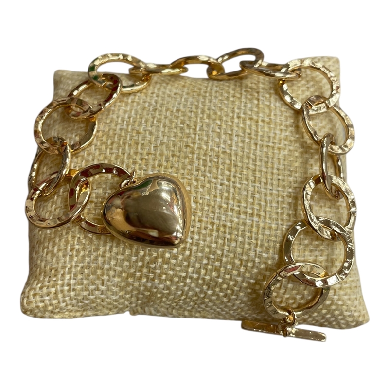 HB1996   GOLD HEART CHAIN  BRACELET