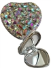 HE08AB   AB SILVER STONE HEART COMPACT MIRROR