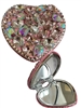 HE08P  PINK  STONE HEART COMPACT MIRROR