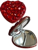 HE08R  RED STONE HEART COMPACT MIRROR