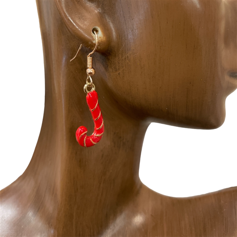 HE1  SMALL CANDY CANE  EARRING