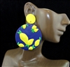 HE1187 LARGE BLUE ROUND YELLOW LEMONS EARRINGS