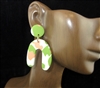 HE1196 GREEN WHITE ORANGE ABSTRACT EARRINGS