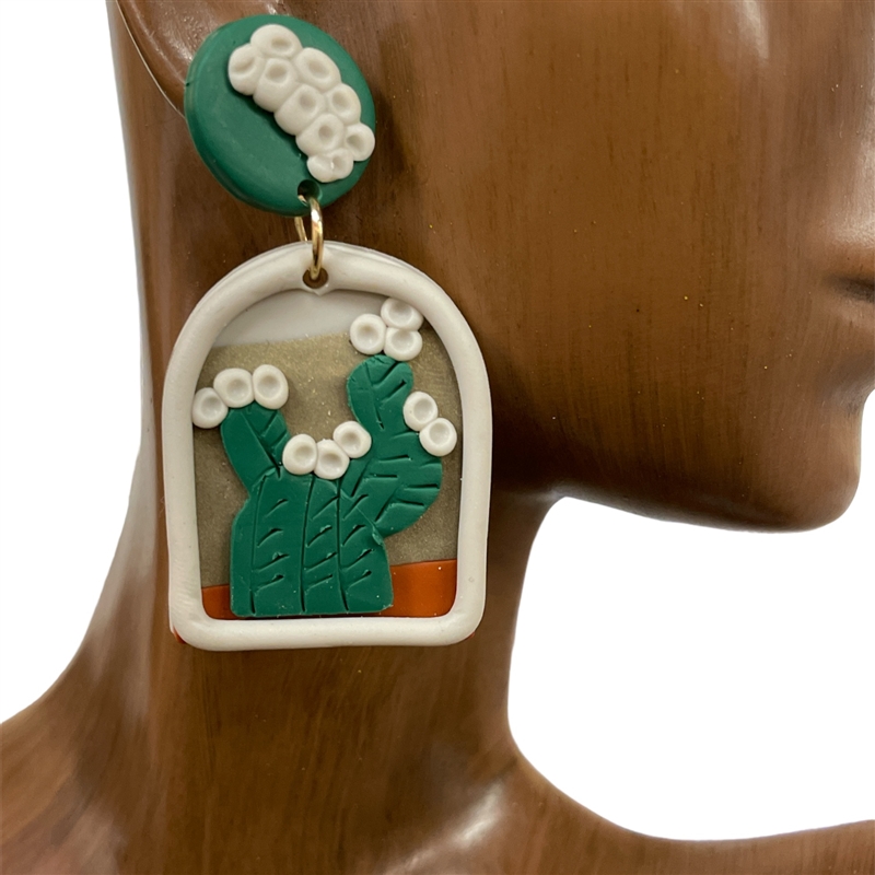 HE1245 COLORFUL CACTUS DANGLE EARRINGS