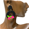 HE1476 PINK FLOWERS   CLAY EARRINGS