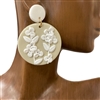 HE1712W WHITE FLORAL CLAY EARRINGS