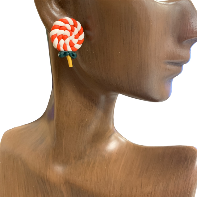HE1788  CANDY CANE STUDS CLAY EARRINGS