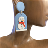 HE1827 BABY BLUE/ SNOWMAN SACRYLIC EARRINGS