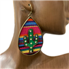 HE20907  FABRIC TEARDROP CACTUS  IN CENTER EARRINGS