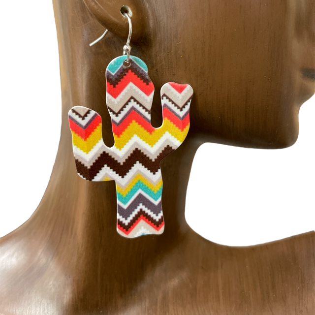 HE20911  TRIVAL ABSTRACT CACTUS EARRINGS