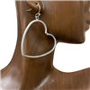 HE2462 HAMMERED  HEART DANGLE EARRINGS