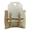 HE2540 MATTE GOLD TWIST CROSS DANGLE EARRINGS