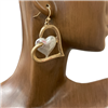 HE3148 HE2850 HAMMERED TWO TONE  DOUBLE  HEART EARRINGS