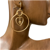 HE2856 CIRCLE SMALL HEART IN CENTER  EARRINGS