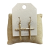 HE2867 MATTE THIN SMALL CROSS DANGLE EARRINGS