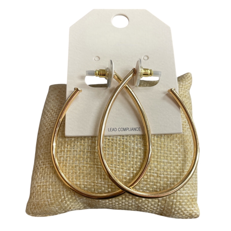 HE2875  THIN TEARDROP NAIL HEAD MEDIUM HOOP EARRINGS